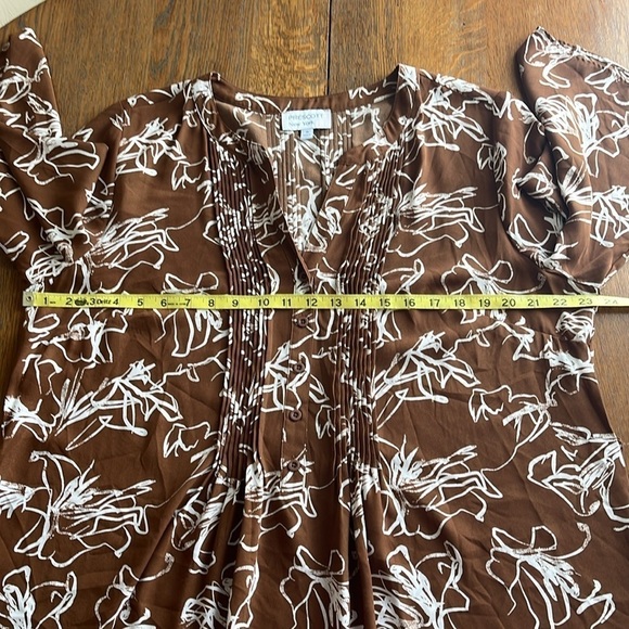 Prescott New York Pleaded V-neck Dress Flowing Fabric Wide 3/4 Sleeves Size 1X - Picture 8 of 16